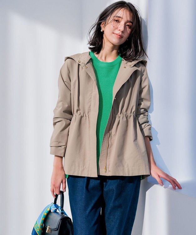 組曲 L 【フード取り外し可】2WAYショート丈ライトアウター モカカーキ系