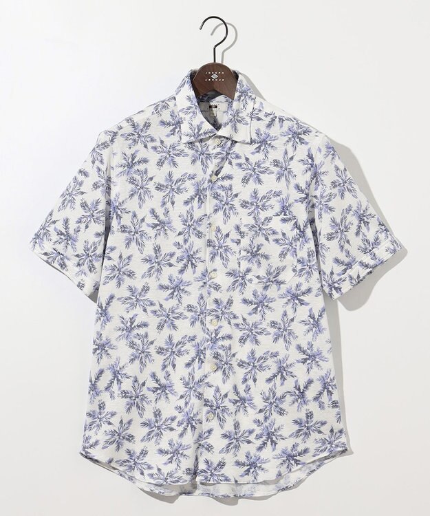 JOSEPH ABBOUD 【吸水速乾/ストレッチ/ノルマンディーリネン】リネンハニカム プリントジャージー シャツ ライラック系6