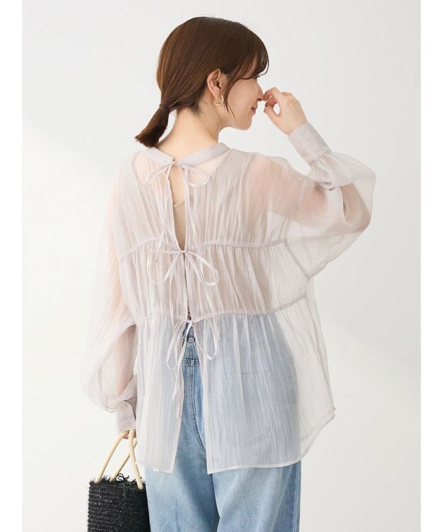 Green Parks ・ＥＬＥＮＣＡＲＥ　ＤＵＥ　シアーバックリボンチュニック Gray Beige