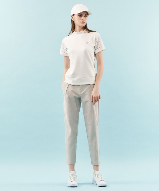 23区GOLF 【WOMEN】【UVケア・吸水速乾】レース袖 モックネックシャツ ホワイト系