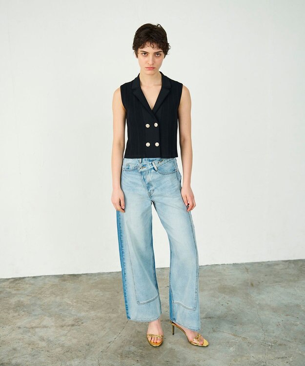 GRACE CONTINENTAL ダブルフロントニットジレ ブラック