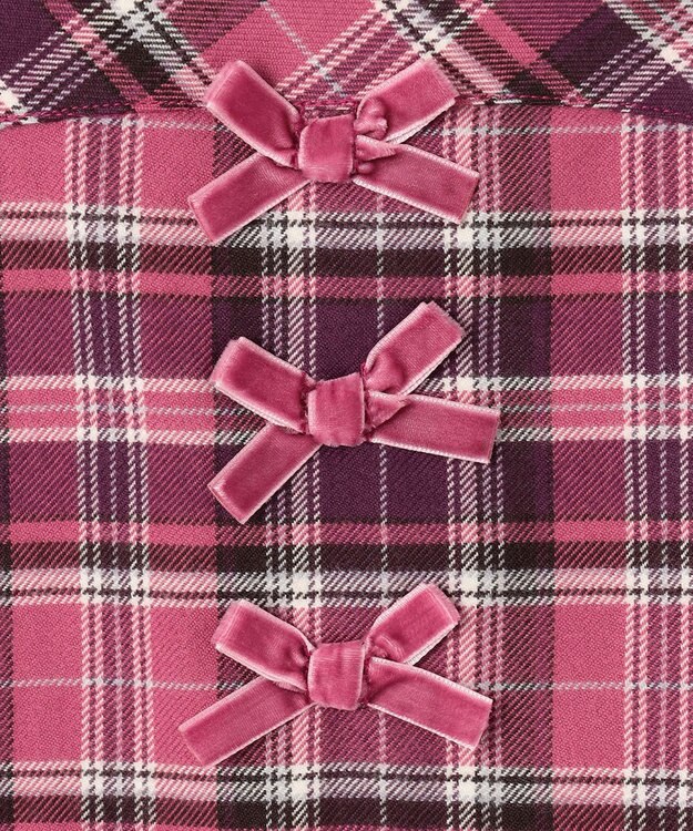 ANY KIDS チェックプリーツジャンパースカート ピンク系