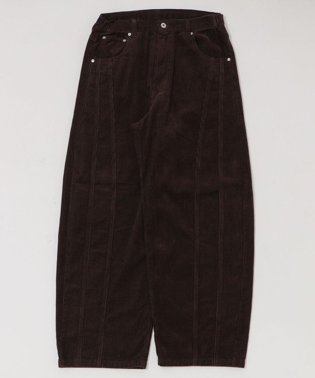 WEGO イージー3Dバレルレッグコーデュロイパンツ ダークブラウン
