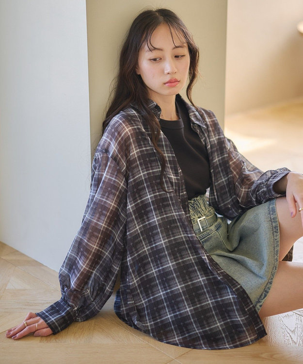 シアーチェックシャツ / earth music&ecology | ファッション通販