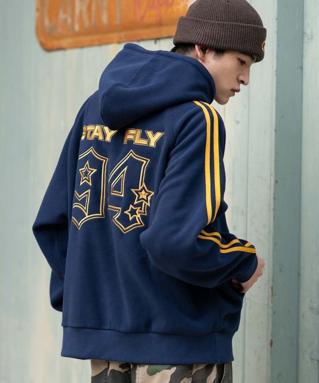 WEGO ラインフリースパーカー ネイビー