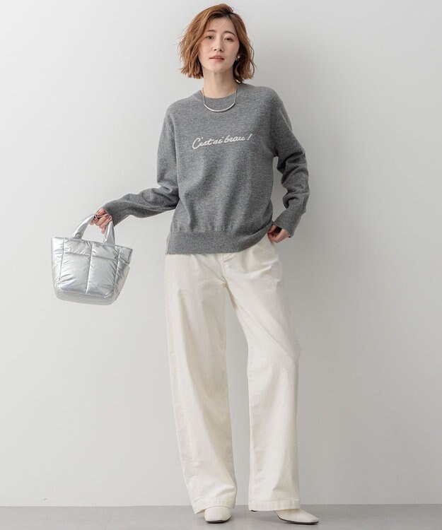 23区 S 【洗える】レターロゴ ニット ライトグレー系