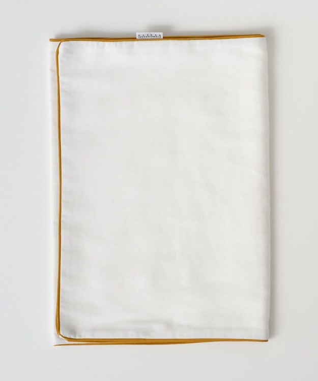 京和晒綿紗 ガーゼフェイスタオル　白5重合わせ マスタードバイアス