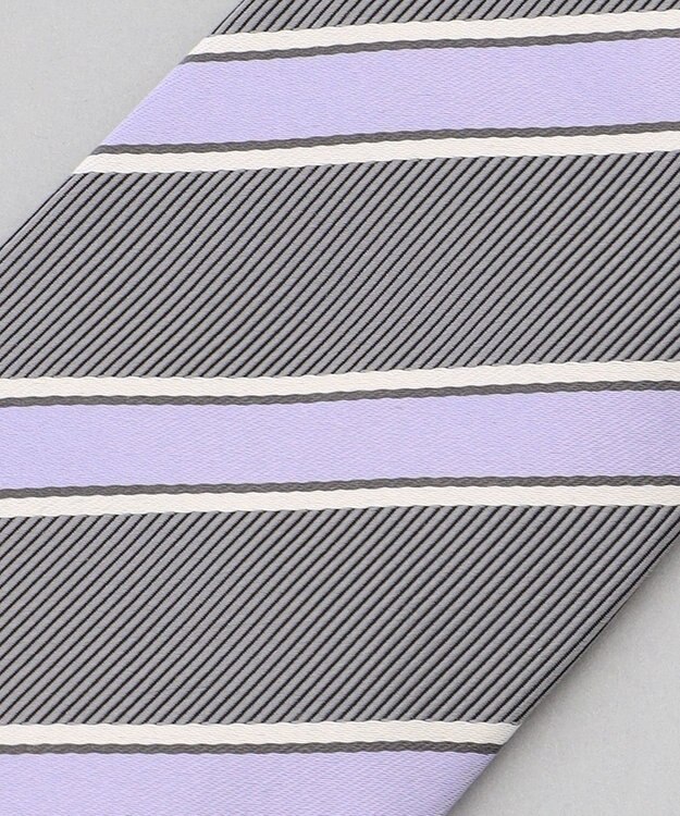 GOTAIRIKU  GOTAIRIKU別注【日本製】シルク ネクタイ_レジメンタル柄 グレー×パープル