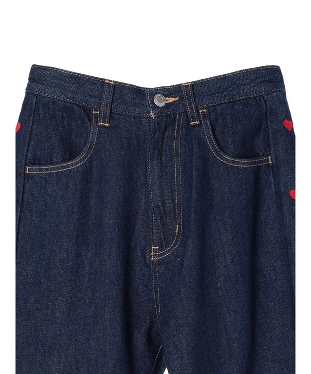 Green Parks ・Ｄｏｕｂｌｅ　Ｆｌａｇｓ　ハート刺繍フレアデニム Indigo