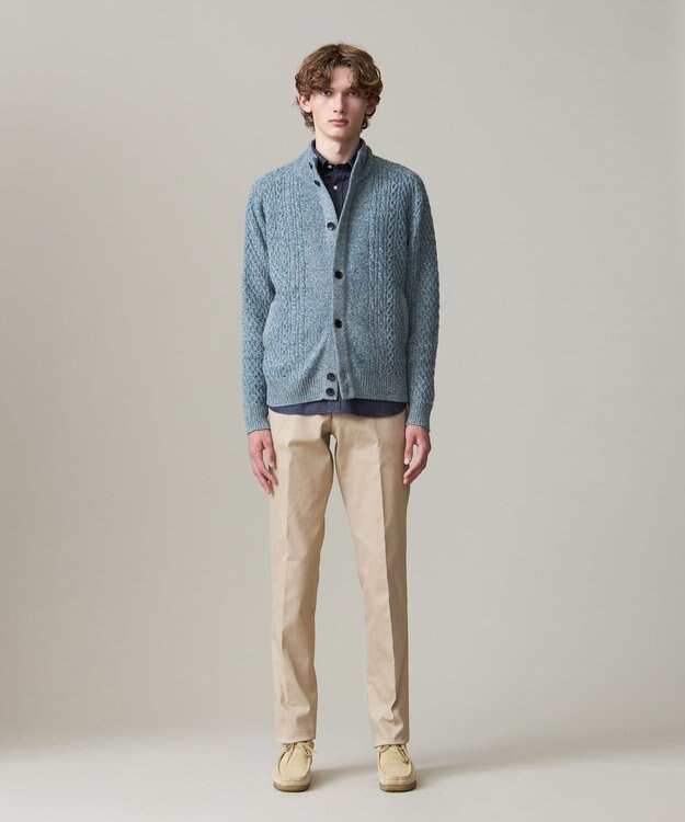 J.PRESS MEN 【KING SIZE】【Cash Lamb’s Wool】ハイネックケーブルカーディガンニット グリーン系