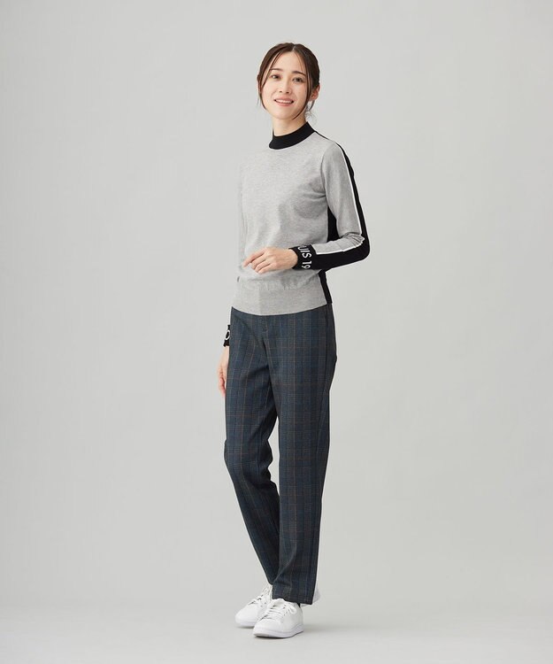 23区GOLF 【WOMEN】レーヨンストレッチカラーブロックニット ライトグレー系
