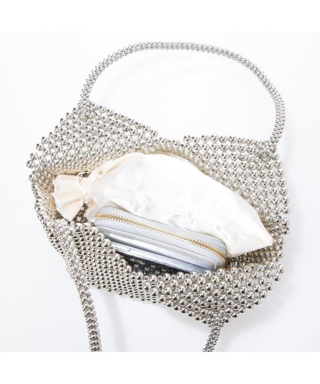 UNBILLION カシュカシュ cachecache / ビーズハート手提げバッグ シルバー