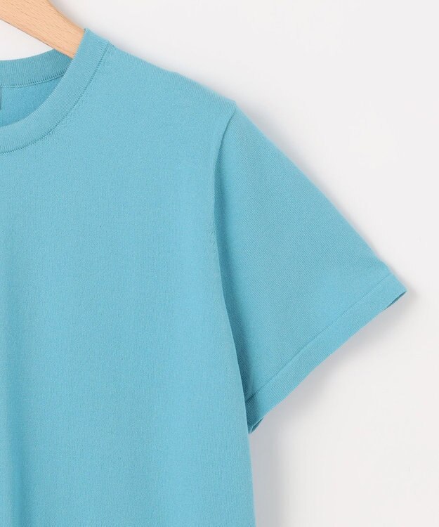 組曲 S 【洗える・6色展開】ポケット付き 半袖ニット ターコイズブルー系
