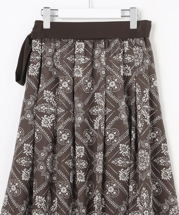 自由区 ロータスタイルプリント スカート ブラウン