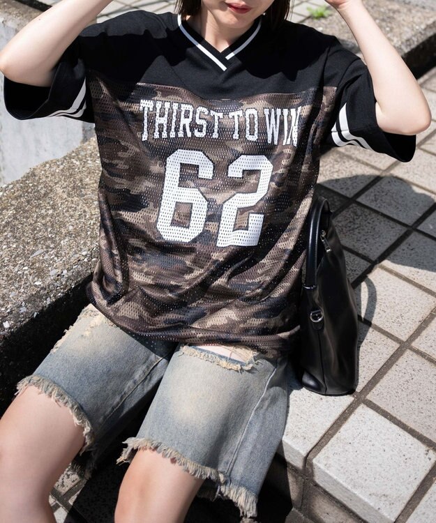 WEGO ナンバリングメッシュビッグT 柄1