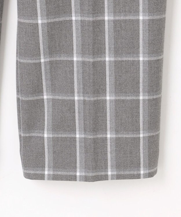 ANY 【洗濯機可/ストレッチ/ウエストゴム/裏起毛】マルチファンクションストレッチチェックテーパードパンツ グレーチェック