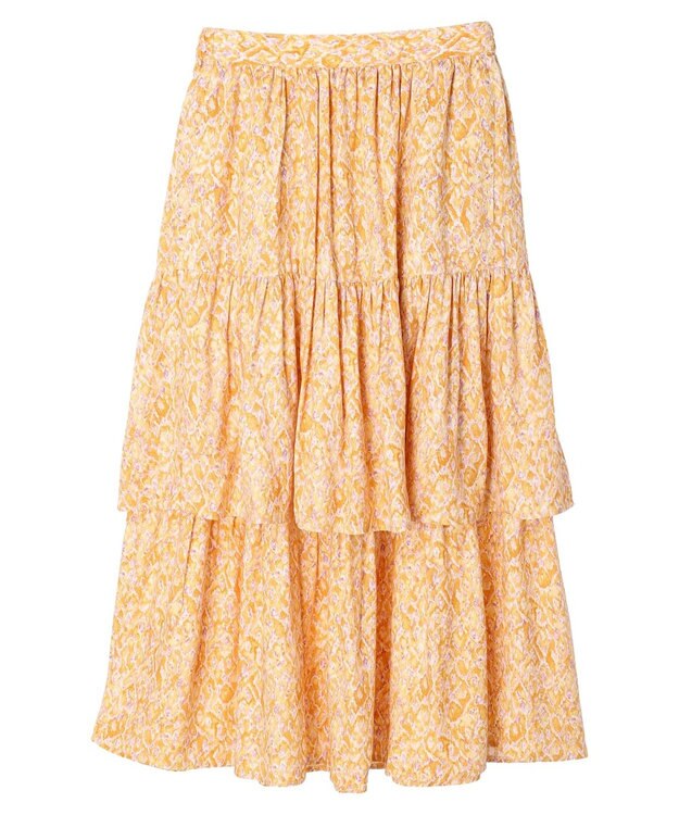 AMERICAN HOLIC ティアードエスニックプリントスカート Orange