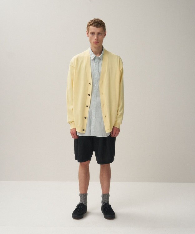 ATON COTTON WASHI KNIT | オーバーサイズニットカーディガン - UNISEX YELLOW