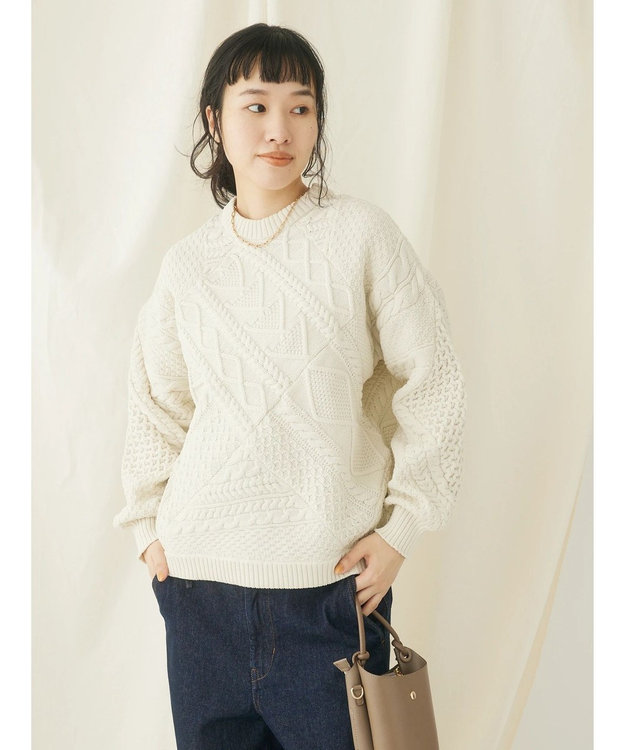 CRAFT STANDARD BOUTIQUE リサイクルポリエステルパッチワークプルオーバー Ivory