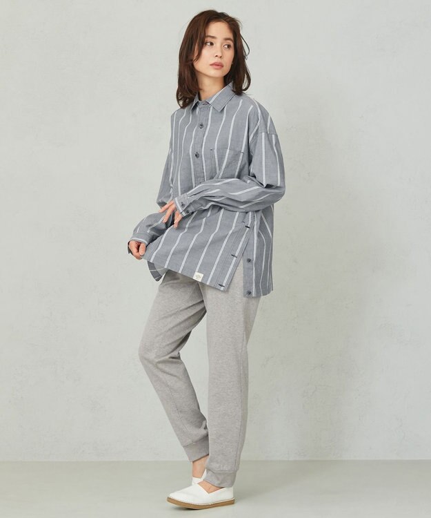 JOSEPH ABBOUD MOUNTAIN 【SPACE／UNISEX】JOE COTTONワイドストライプ シャツ ネイビー系2