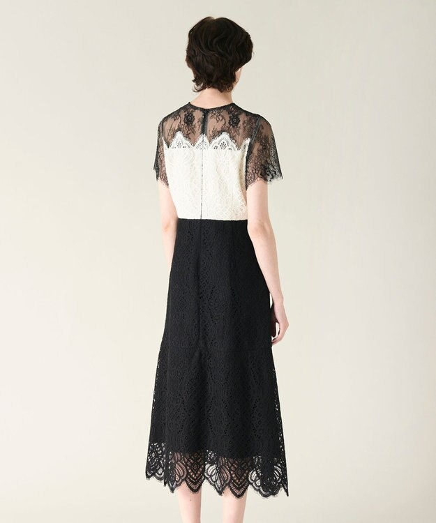 GRACE CONTINENTAL レース切替フレアドレス ブラック