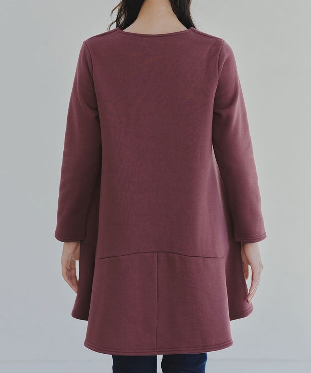 Tiaclasse L 【洗える】裏起毛フレアワンピチュニック ボルドー