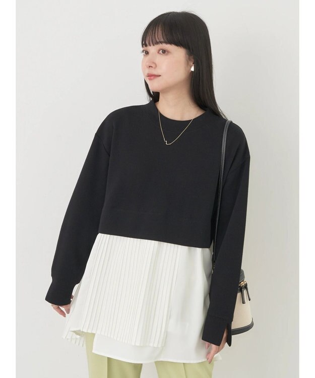 earth music&ecology プリーツヘムドッキングチュニック Black