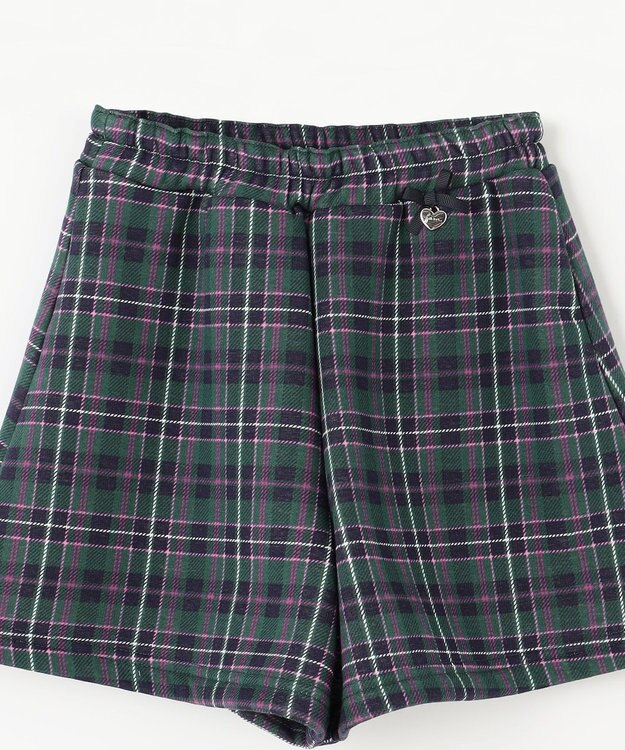 ANY KIDS 裏シャギーチェックショートパンツ グリーン系