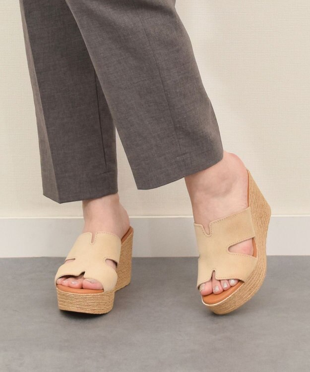 INTER-CHAUSSURES 【Oh my Sandals】クッションインソール厚底ミュールサンダル ベージュスウェード