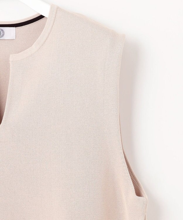 J.PRESS LADIES 【洗える】COTTON ACETATE キーネック ニット ベスト ライトグレー系