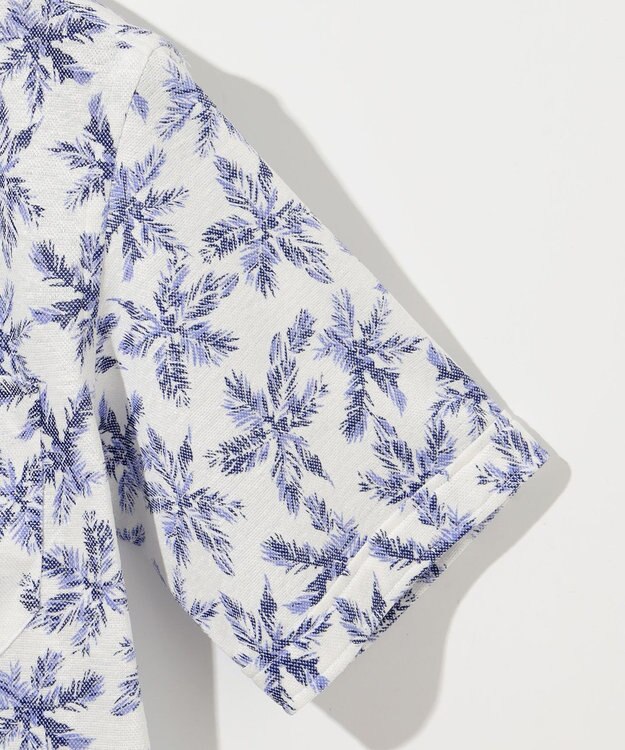 JOSEPH ABBOUD 【吸水速乾/ストレッチ/ノルマンディーリネン】リネンハニカム プリントジャージー シャツ ライラック系6