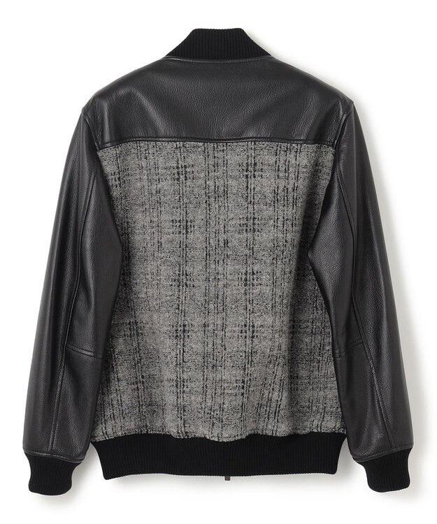 JOSEPH HOMME レザーブロックブークレ　ブルゾン ライトグレー系