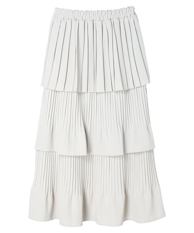 earth music&ecology ミックスプリーツティアードスカート Gray