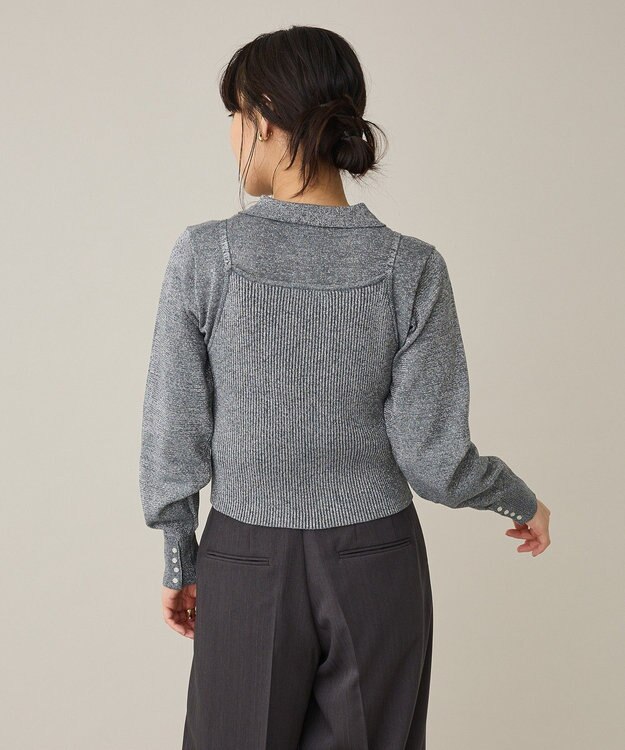 CRAFT STANDARD BOUTIQUE ポロ衿アンサンブルニット Gray