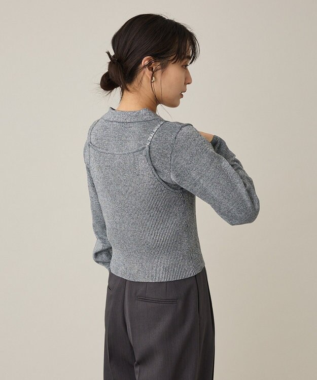 CRAFT STANDARD BOUTIQUE ポロ衿アンサンブルニット Gray