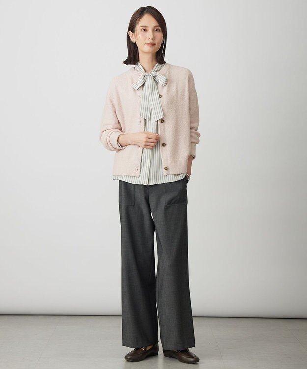 J.PRESS LADIES S サイロチェック ストライプ ブラウス アイボリー×ブルー×スレート系