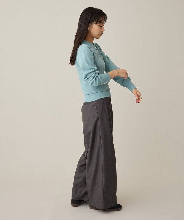CRAFT STANDARD BOUTIQUE ポロ衿アンサンブルニット Blue Gray