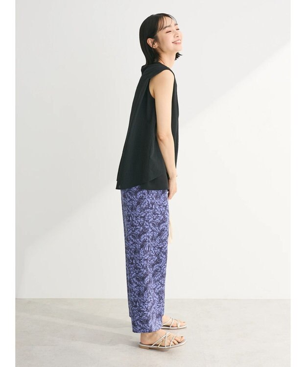 Green Parks 異素材レイヤードノースリーブブラウス Black