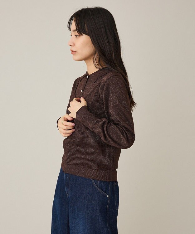 CRAFT STANDARD BOUTIQUE ポロ衿アンサンブルニット Brown