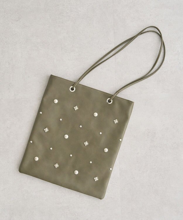 Green Parks ａｎｄｍｉｋｋａ．スタッズ付Ａ４トートバッグ Khaki