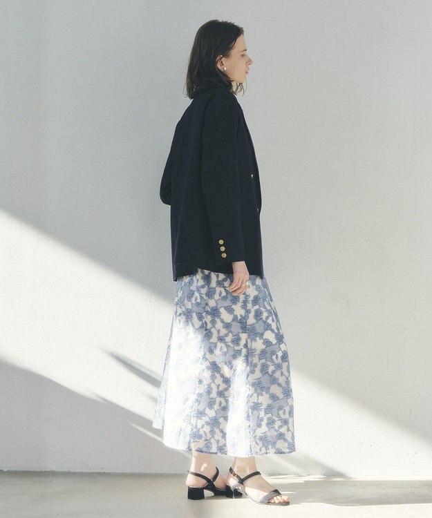 YECCA VECCA シアーレース柄マーメイドスカート Blue