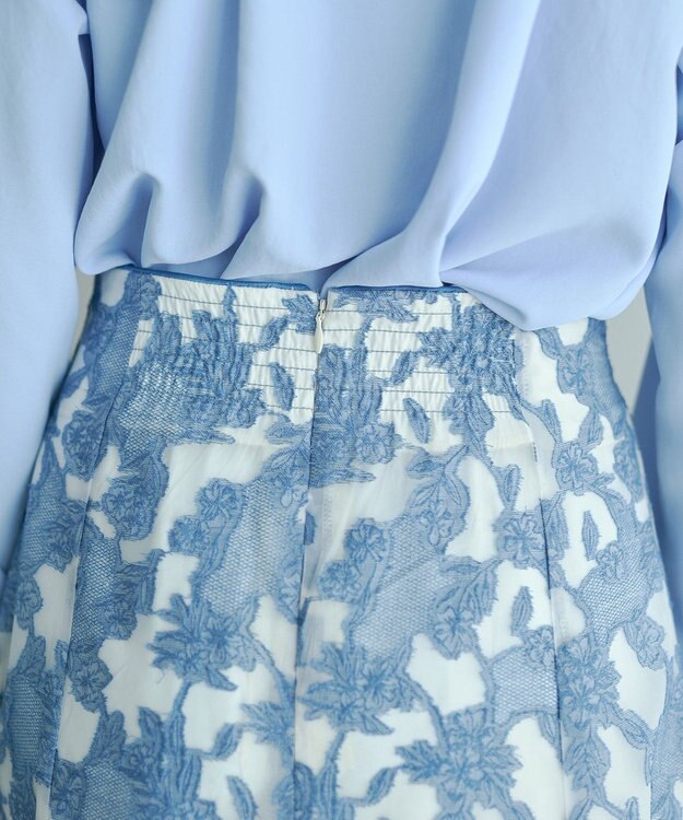 YECCA VECCA シアーレース柄マーメイドスカート Blue