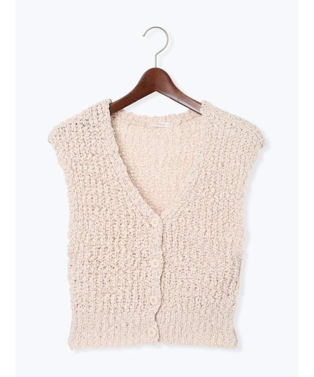 Te chichi スラブヤーンニットベスト ライトベージュ