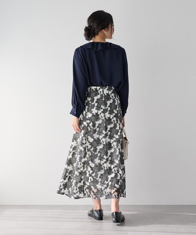 YECCA VECCA シアーレース柄マーメイドスカート Black