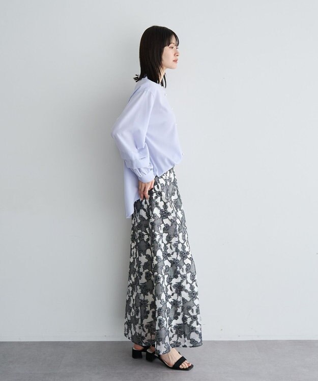 YECCA VECCA シアーレース柄マーメイドスカート Black