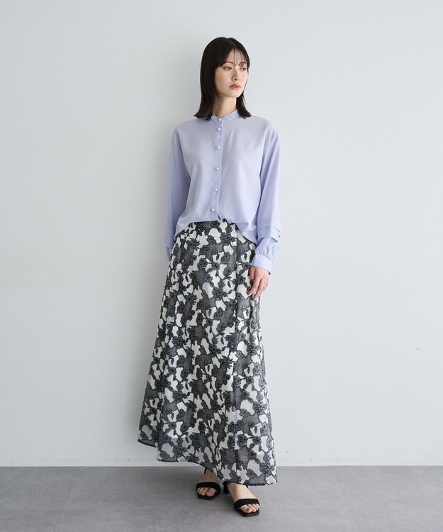 YECCA VECCA シアーレース柄マーメイドスカート Black