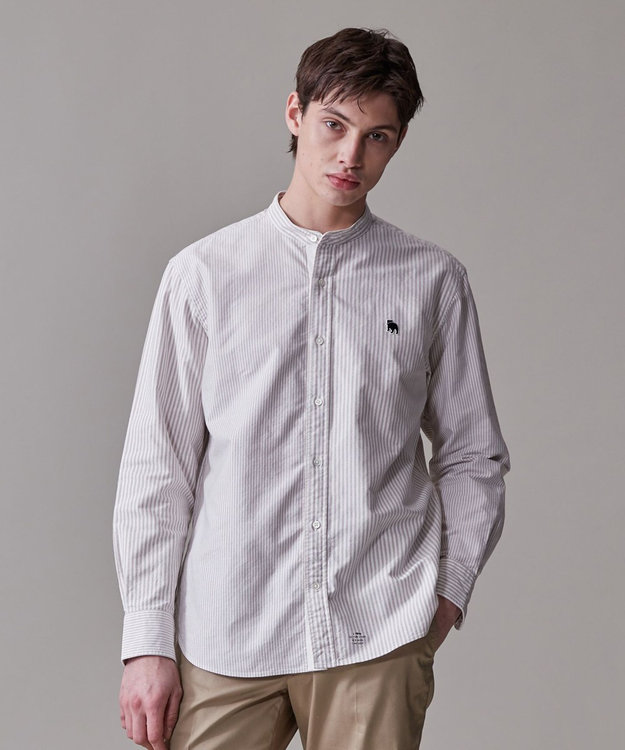 J.PRESS MEN 【IVY COLLECTION】【毎シーズン大好評】バックブル ロンストクレイジーパターン バンドカラーシャツ ベージュ系1