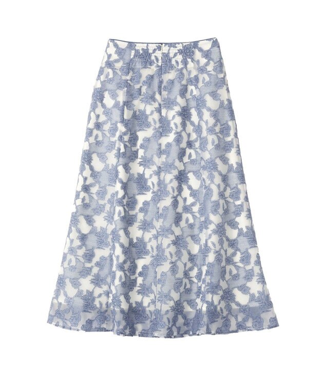 YECCA VECCA シアーレース柄マーメイドスカート Blue