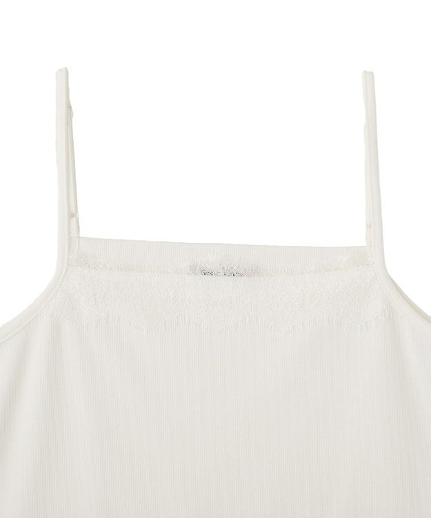 Green Parks ヒゲレーススクエアキャミソール Off White