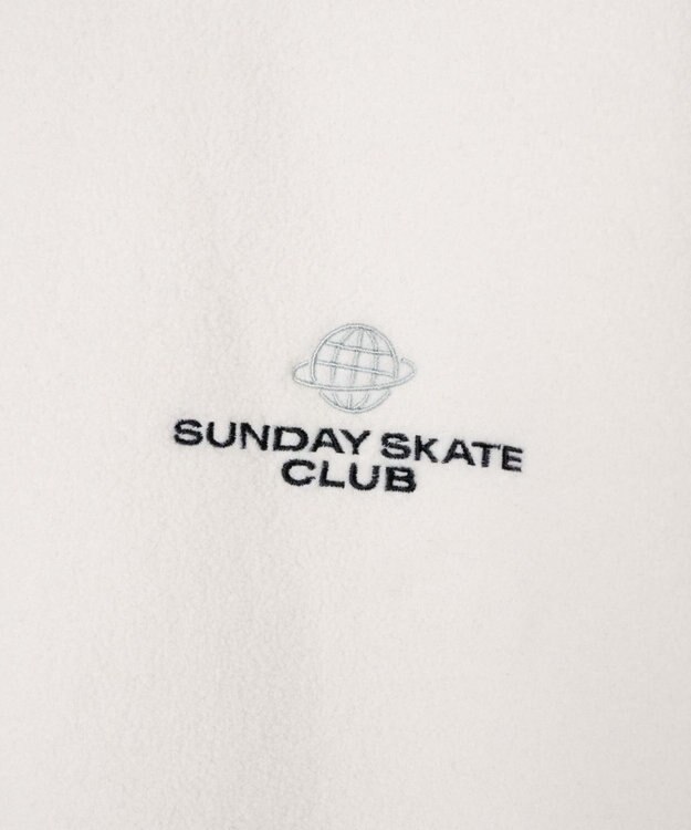 WEGO フリース ワンポイントハーフZIPプルオーバー オフホワイト